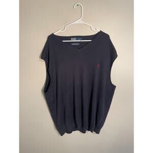 Polo Ralph Lauren Sweater Vest Mens 2XLT Black V Neck Pima Cotton Pullover